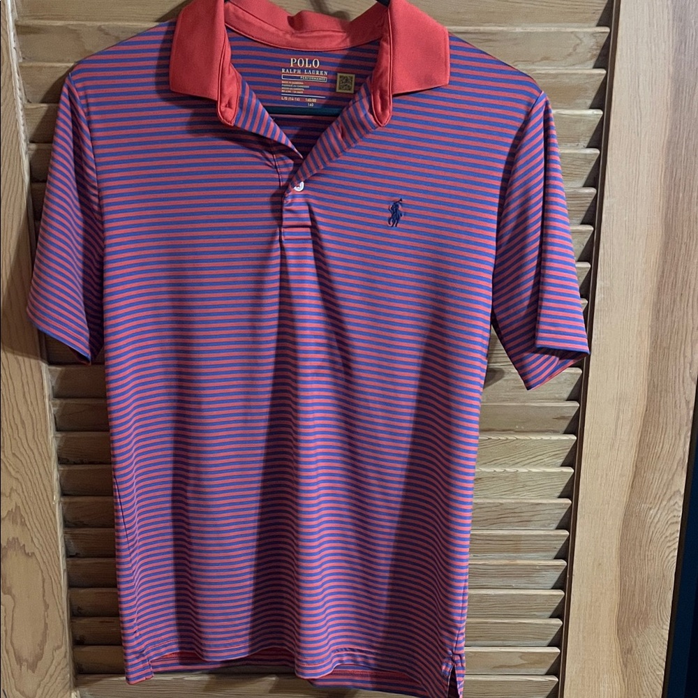 Polo by Ralph Lauren Men's Red and Blue Striped Polo